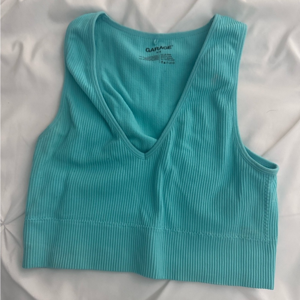 Garage Women's Aqua Ribbed Tank Top